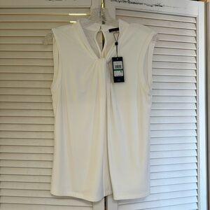 L Tommy Hilfiger sleeveless top in a crisp white color.